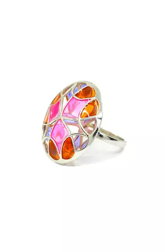 Silver Plated Multicolor stone ring in Sterling Silver