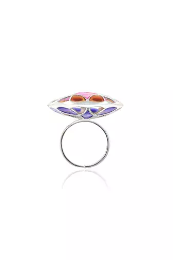 Silver Plated Multicolor stone ring in Sterling Silver
