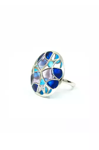 Silver plated Blue stone ring in Sterling Silver