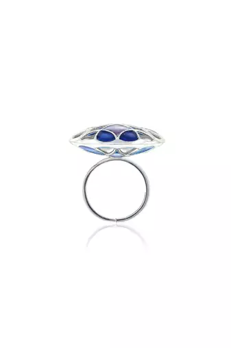 Silver plated Blue stone ring in Sterling Silver