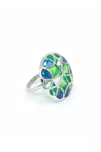 Silver plated Multicolor stone ring in Sterling Silver