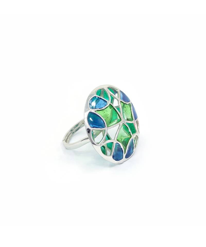 Silver plated Multicolor stone ring in Sterling Silver