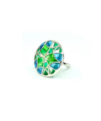 Silver plated Multicolor stone ring in Sterling Silver 2