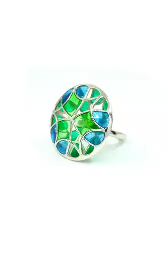 Silver plated Multicolor stone ring in Sterling Silver