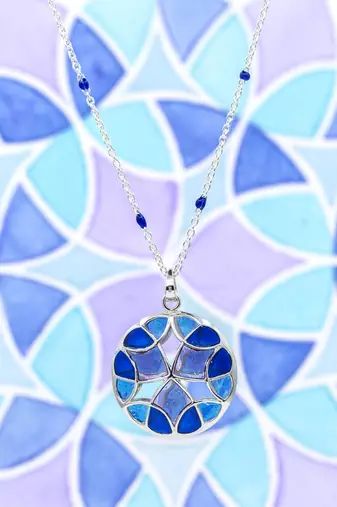 Blue stone pendant necklace in Sterling Silver
