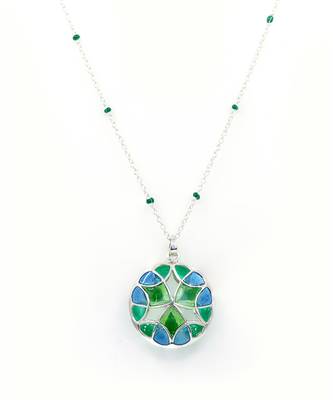 Multicolor stone pendant necklace in Sterling Silver 1