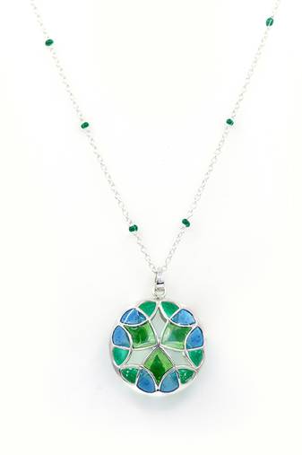 Multicolor stone pendant necklace in Sterling Silver