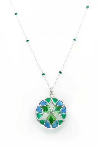 Multicolor stone pendant necklace in Sterling Silver