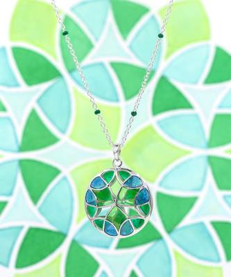 Multicolor stone pendant necklace in Sterling Silver 2