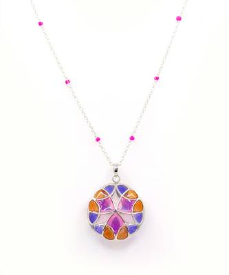 Multicolor stone pendant necklace in Sterling Silver 1