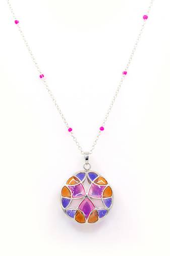 Multicolor stone pendant necklace in Sterling Silver