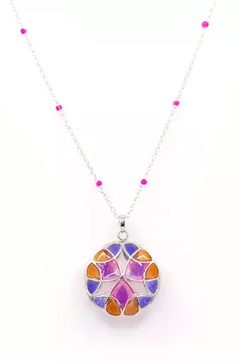 Multicolor stone pendant necklace in Sterling Silver