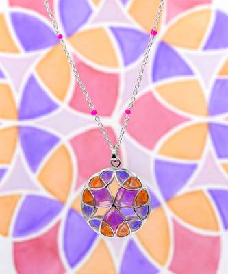 Multicolor stone pendant necklace in Sterling Silver 2