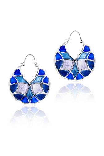Silver Plated Blue stone Dangler earrings in Sterling Silver