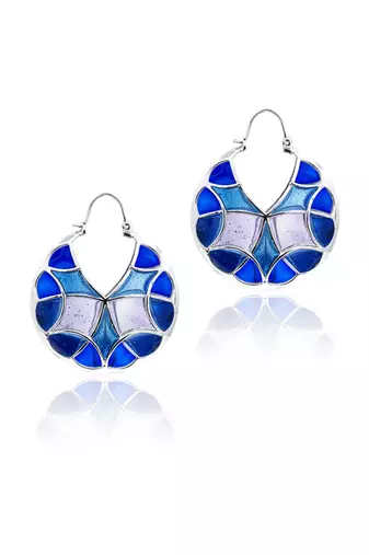 Silver Plated Blue stone Dangler earrings in Sterling Silver
