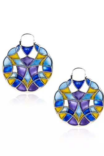 Ailver Plated Multicolor stone Dangler earrings in sterling silver