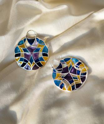 Ailver Plated Multicolor stone Dangler earrings in sterling silver 3