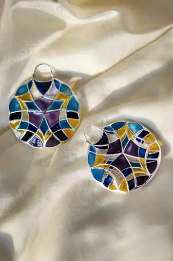 Ailver Plated Multicolor stone Dangler earrings in sterling silver