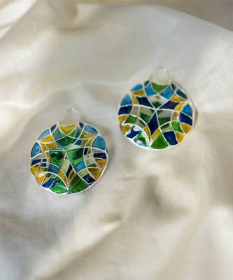 Multicolor stone Dangler earrings in sterling silver 3