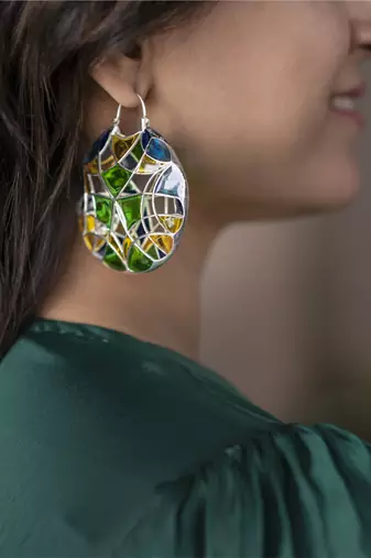 Multicolor stone Dangler earrings in sterling silver