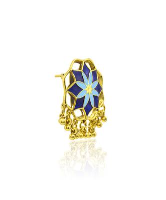 gold plated Blue stone stud earrings in sterling silver 2