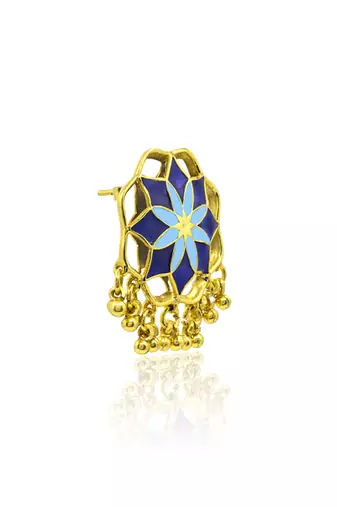 gold plated Blue stone stud earrings in sterling silver