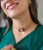 gold plated Multicolor choker necklace in sterling silver