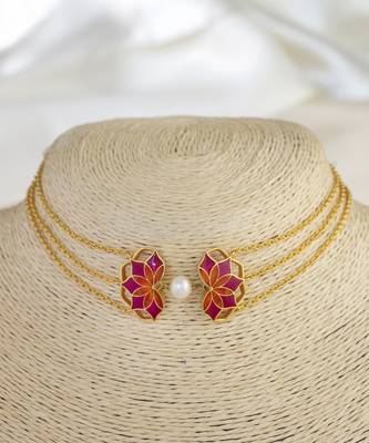 gold plated Multicolor choker necklace in sterling silver 2