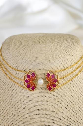 gold plated Multicolor choker necklace in sterling silver