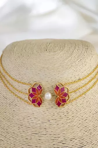 gold plated Multicolor choker necklace in sterling silver