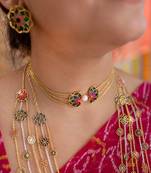 gold plated Multicolor choker necklace in sterling silver