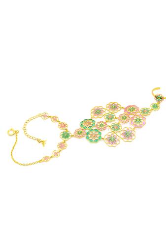 gold plated Multicolor hathphool in sterling silver