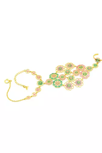 gold plated Multicolor hathphool in sterling silver