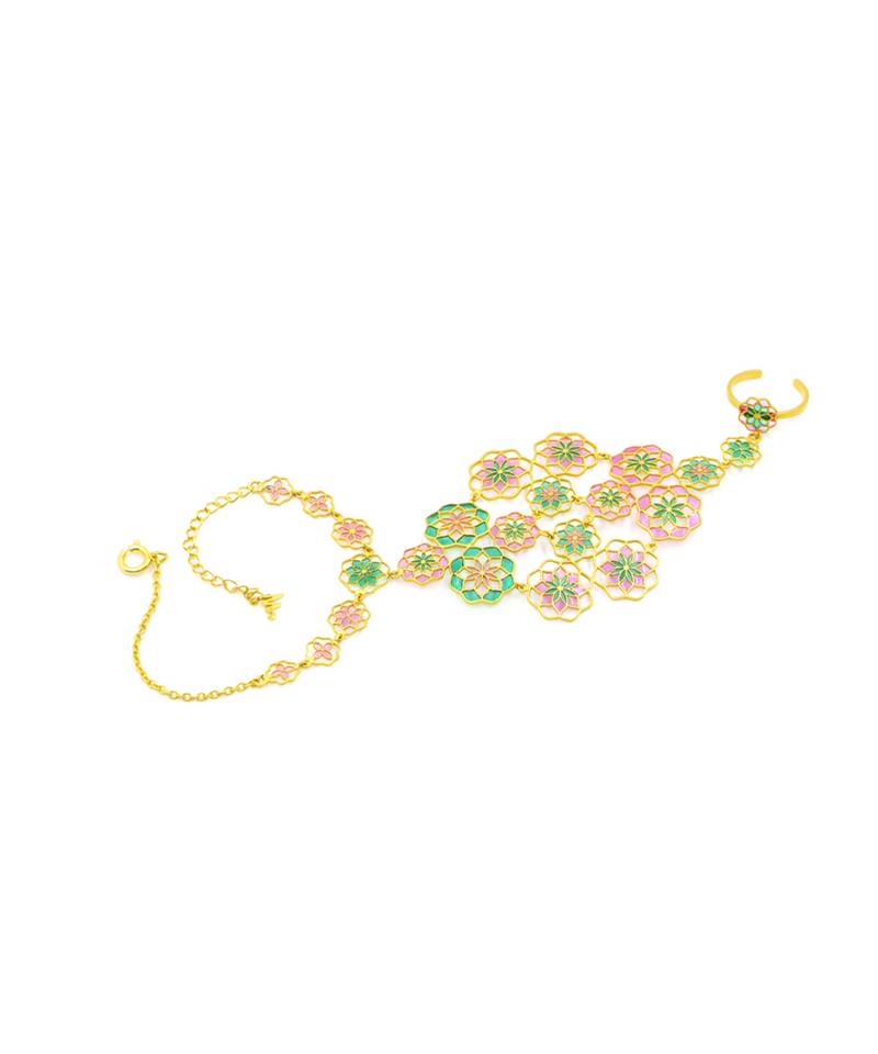 gold plated Multicolor hathphool in sterling silver