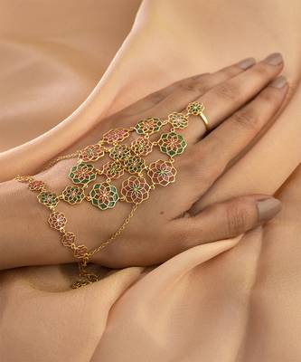 gold plated Multicolor hathphool in sterling silver 3