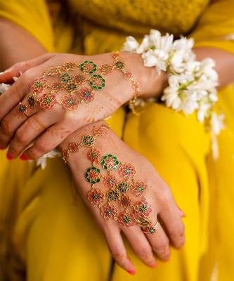 gold plated Multicolor hathphool in sterling silver 1
