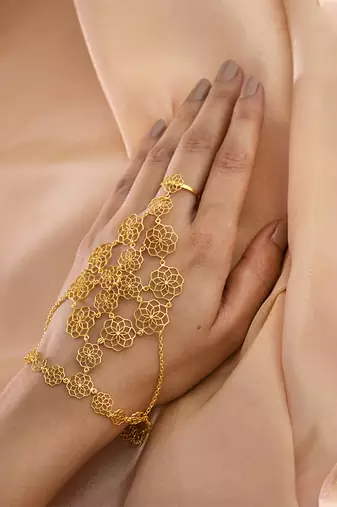 Gold plated hathphool in sterling silver