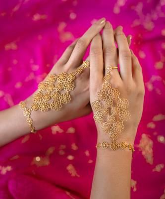 Gold plated hathphool in sterling silver 3