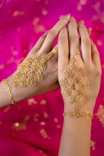 Gold plated hathphool in sterling silver