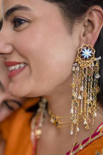 Gold plated chain earrings in sterling silver