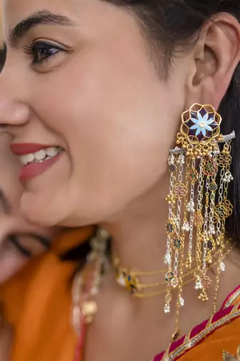 Gold plated chain earrings in sterling silver