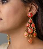 gold plated Pink stone earrings in sterling silver