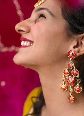 gold plated Pink stone earrings in sterling silver 3
