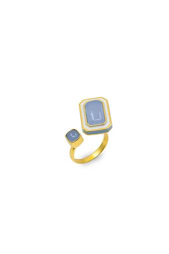 gold plated Blue stone ring in sterling silver