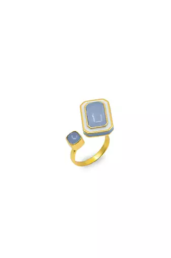 gold plated Blue stone ring in sterling silver