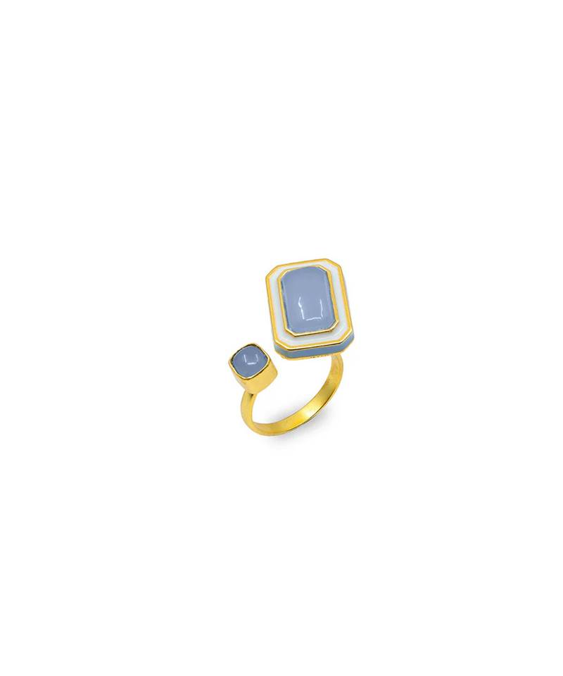 gold plated Blue stone ring in sterling silver