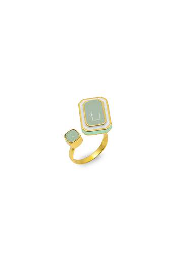 gold plated Green stone ring in sterling silver