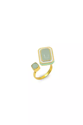 gold plated Green stone ring in sterling silver