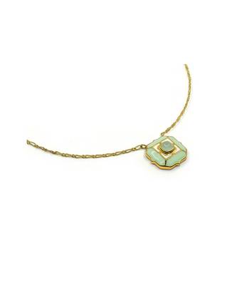 gold plated Green stone pendant necklace in sterling silver 1