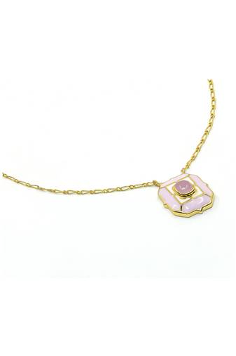 gold plated Pink stone pendant necklace in sterling silver